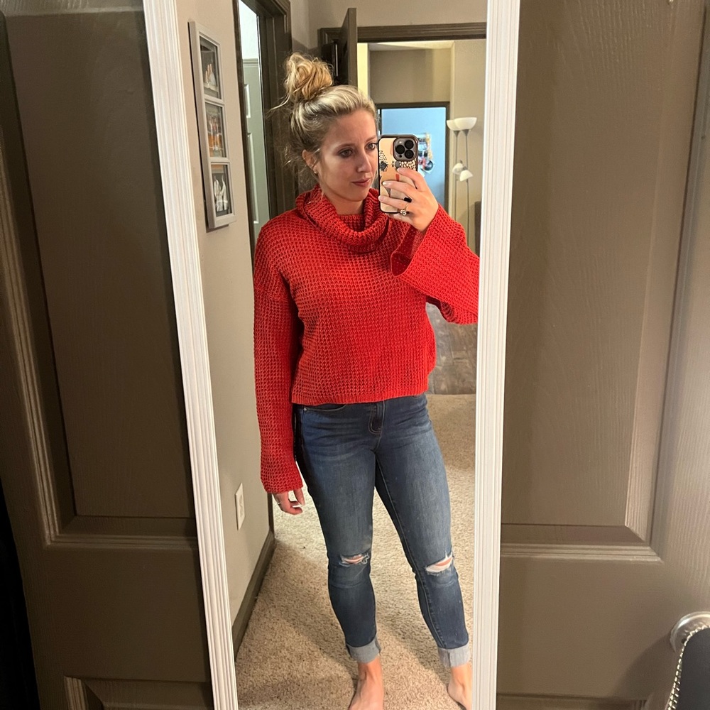 Red Cable Knit Sweater